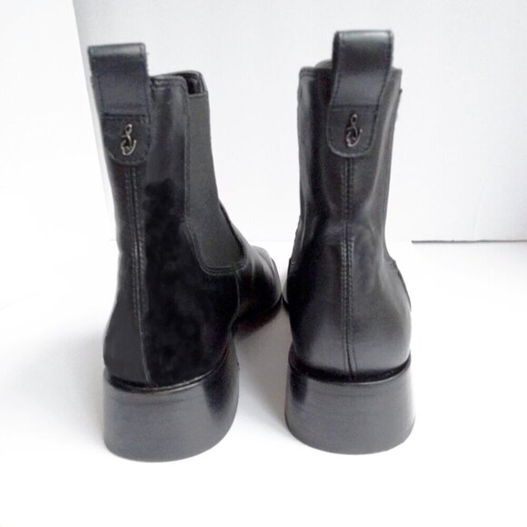 Sam Edelman Black Leather 'Thelma' Square Toe Block Heel Chelsea Boots Sz 6 - Picture 9 of 12